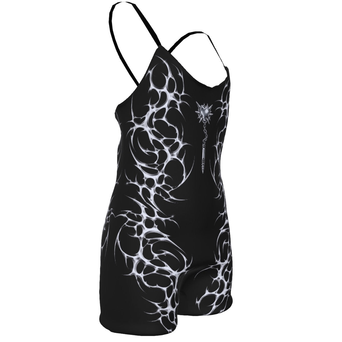 *Black Xrome Spiked Heart Flail Romper
