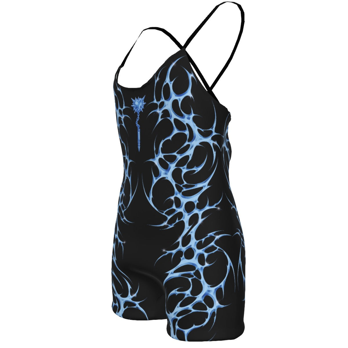*Blue Spiked Heart Flail Romper