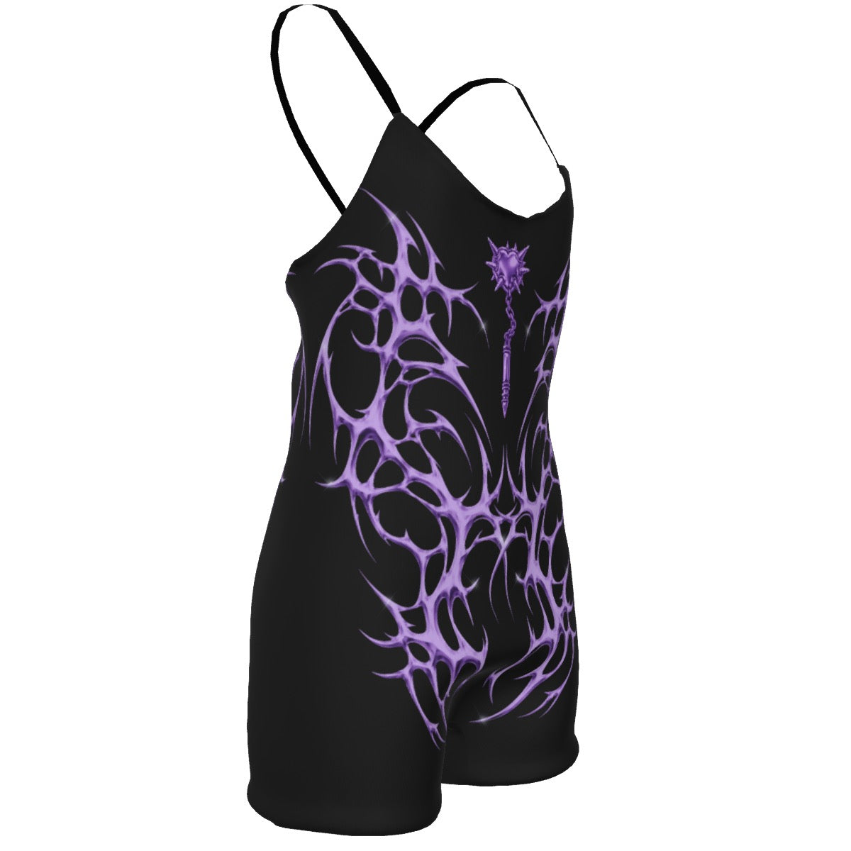 *Purple Spiked Heart Flail Romper