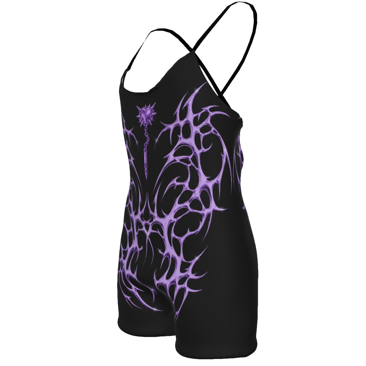 *Purple Spiked Heart Flail Romper