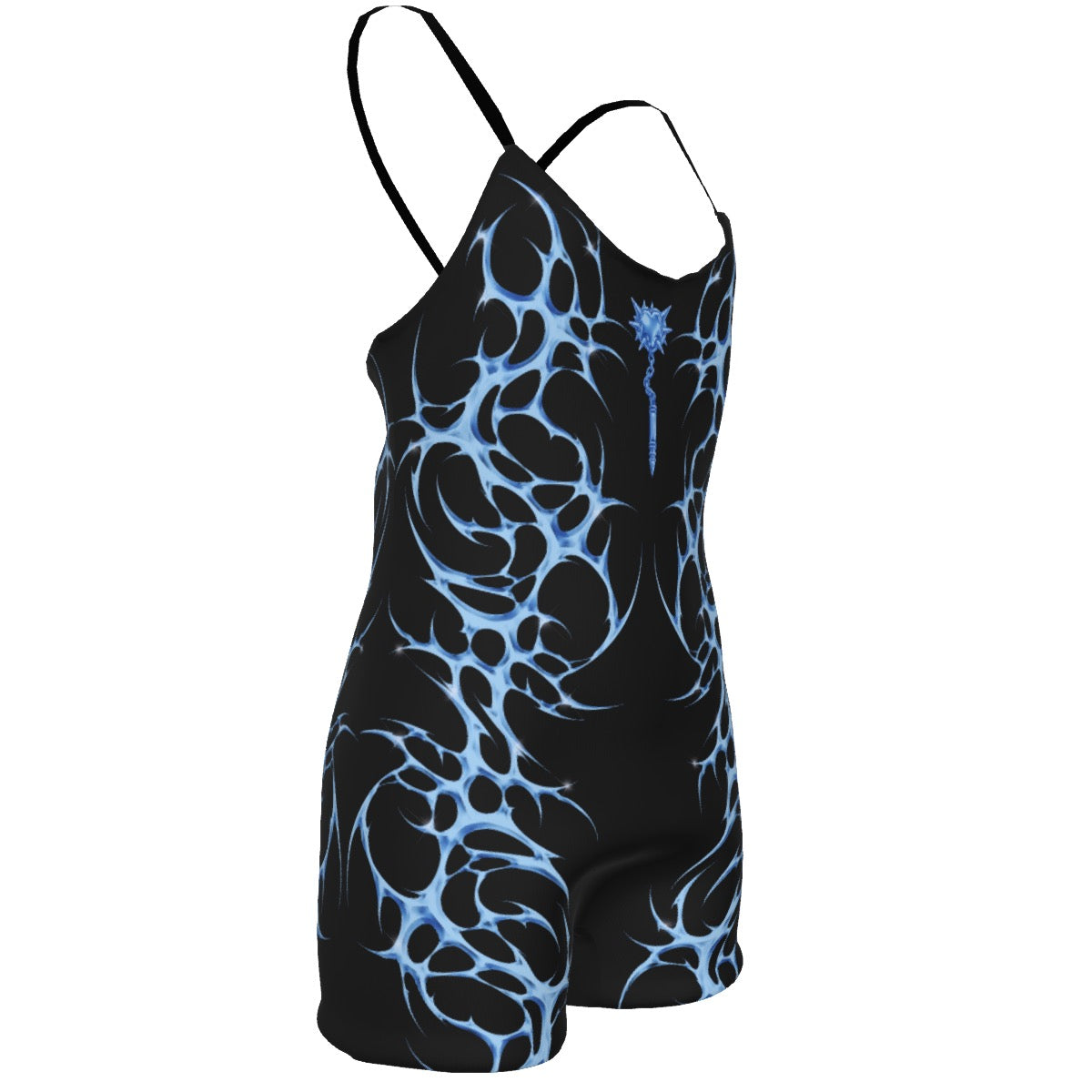 *Blue Spiked Heart Flail Romper