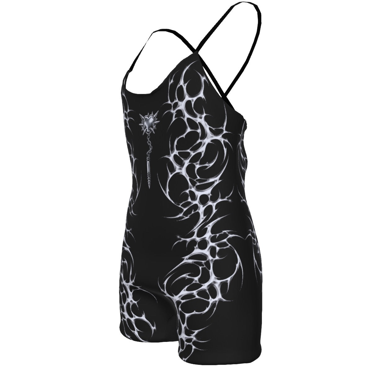 *Black Xrome Spiked Heart Flail Romper