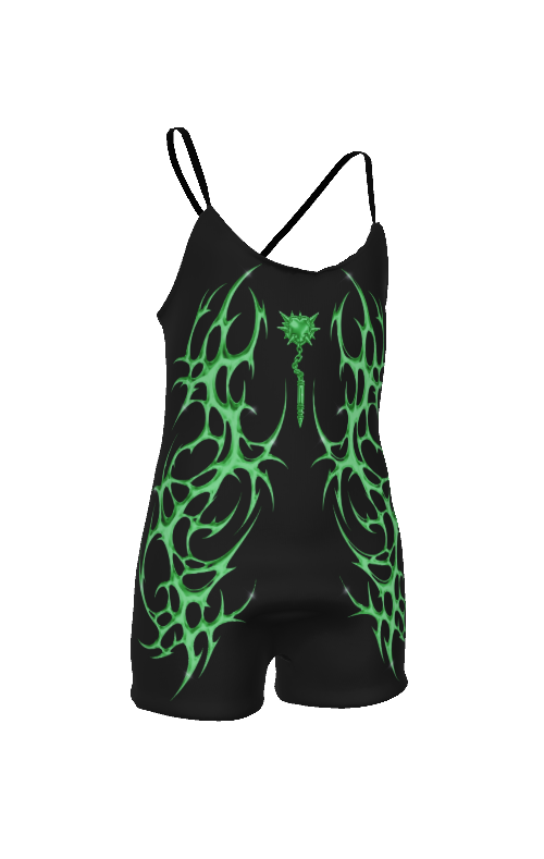 *Green Spiked Heart Flail Romper