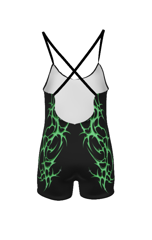 *Green Spiked Heart Flail Romper