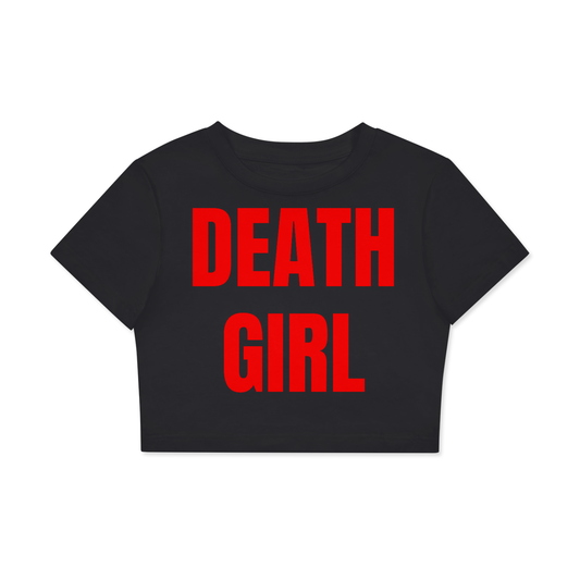 **Death Girl Fitted Crop Cotton T-Shirt